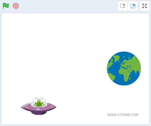 lo sprite "disco volante" si muove verso le coordinate del punto (x;y)
