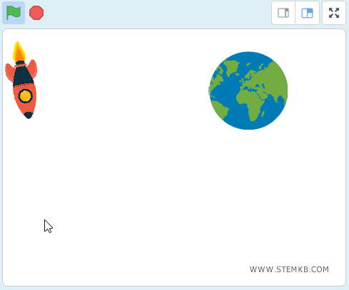 lo sprite "astronave" punta in direzione del puntatore del mouse