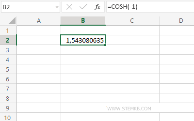 il coseno iperbolico di -1 &egrave; 1,543
