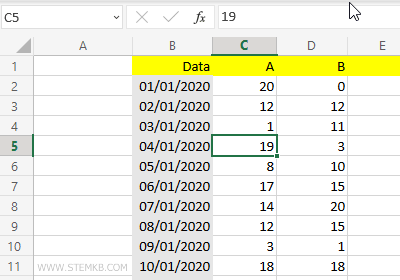 seleziona una cella del foglio