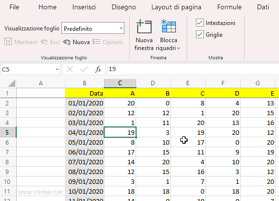 la finestra &egrave; bloccata in due riquadri