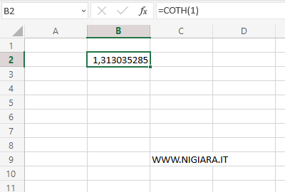 la cotangente iperbolica di 1
