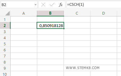 la cosecante iperbolica di 1 &egrave; 0,85