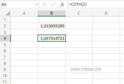 la cotangente iperbolica di 2