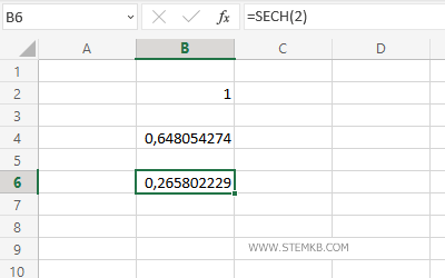 la secante iperbolica di 2
