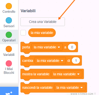 premi su Crea una variabile