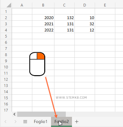 clicca con il pulsante destro del mouse su una scheda Excel