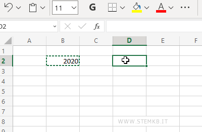 seleziona la cella di destinazione