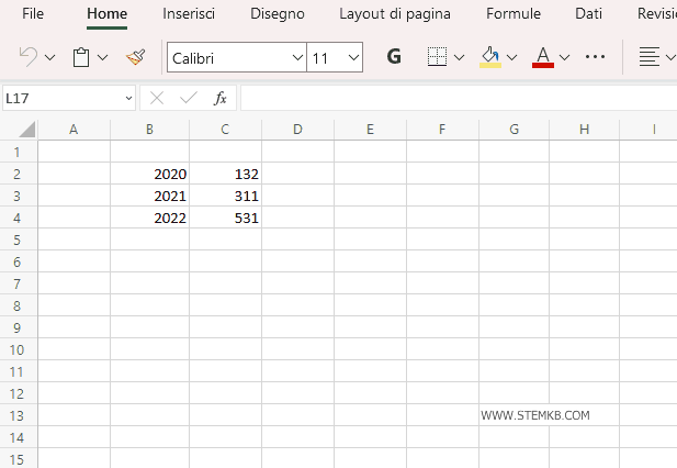 seleziona la voce inserisci righe