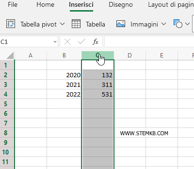 seleziona una colonna