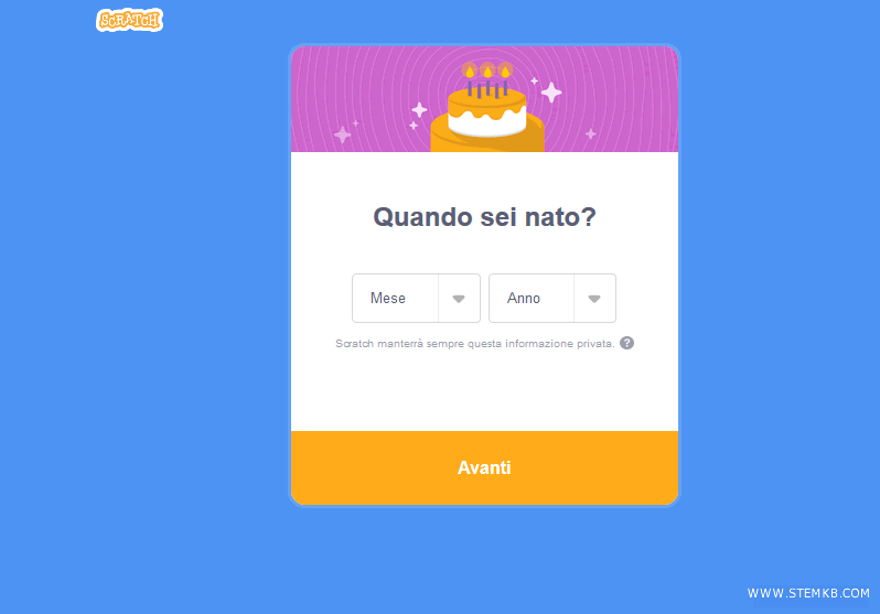 selezionare il mese e anno di nascita