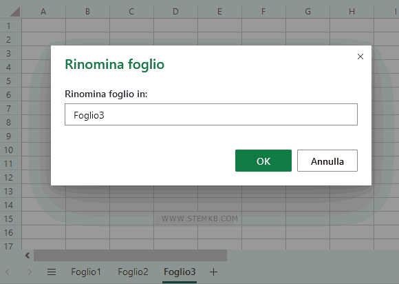 scrivi il nuovo nome della scheda