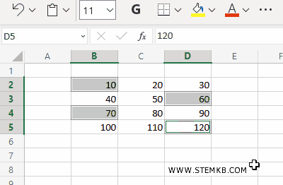 le celle sono selezionate