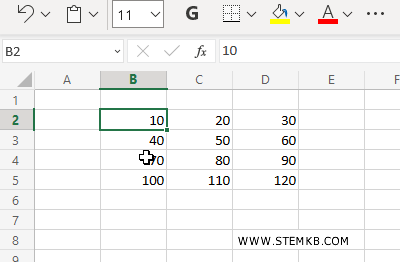 seleziona la prima cella