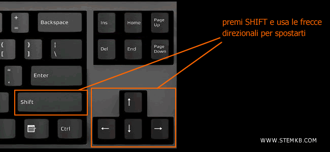 seleziona le celle tenendo premuto il tasto SHIFT