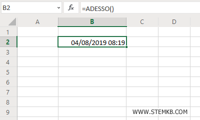 come mostrare la data e l'ora corrente su Excel