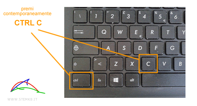 premi CTRL e C per copiare il testo