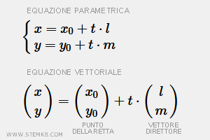 la formula dell'equazione parametrica e vettoriale della retta