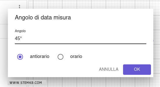 digita l'ampiezza dell'angolo