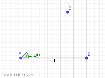 l'angolo sul vertice A di 45&deg; in verso antiorario