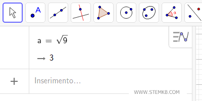 digita 9 nella radice quadrata