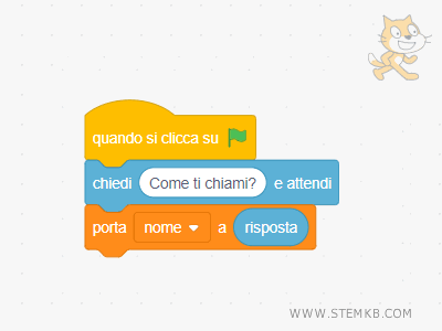 aggiungi il blocco risposta dentro il blocco Porta nome a