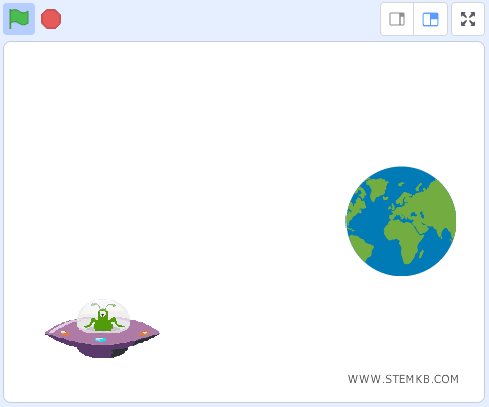 lo sprite "disco volante" salta alle coordinate del punto (x;y)