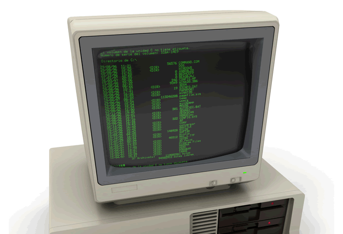 un vecchio monitor monocromatico a fosfori verdi